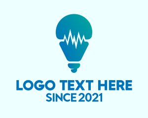 Blue Pulse Light Bulb  logo design