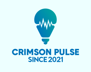 Blue Pulse Light Bulb  logo design