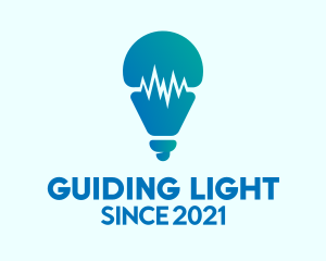 Blue Pulse Light Bulb  logo design