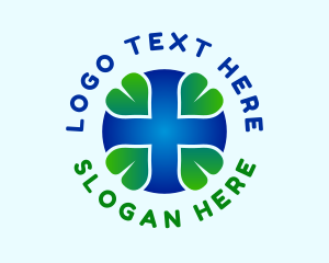 Cross - Round Cross Leaves logo design