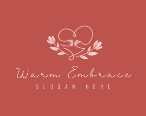 Hug - Floral Heart Hug logo design