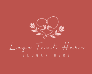 Valentine - Floral Heart Hug logo design