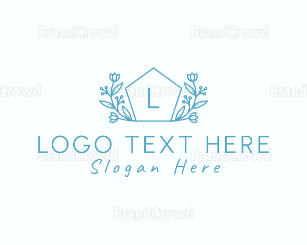 Organic Floral Botanical Pentagon Logo