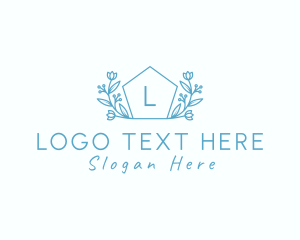 Florist - Organic Floral Botanical Pentagon logo design