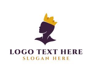 Queen - Beauty Queen Golden Crown logo design