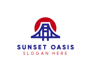 Sunset Bridge Structure logo design