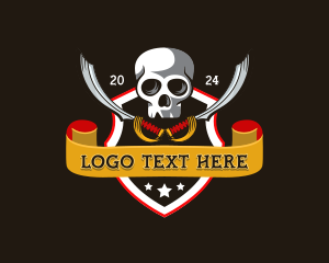 Sword - Skull Pirate Sword logo design