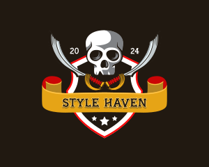 Skull Pirate Sword Logo