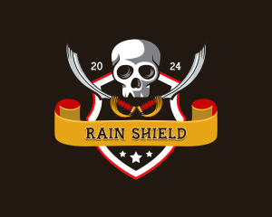 Skull Pirate Sword logo design