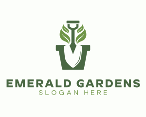 Eco Gardening Shovel Plant logo design