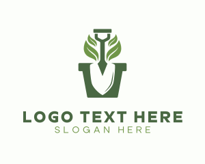 Green - Eco Gardening Shovel Plant logo design