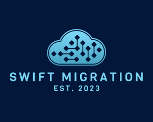 Migration - Database Circuit Cloud logo design