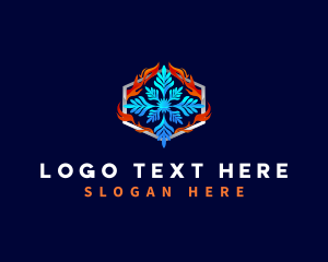 Warm - HVAC Fire Snowflake logo design