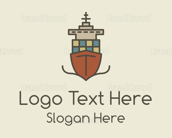 Cargo Ship Sailing Logo