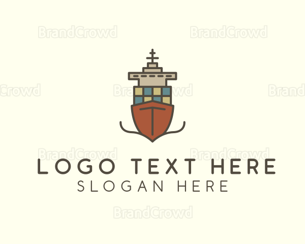 Cargo Import Ship Sailing Logo