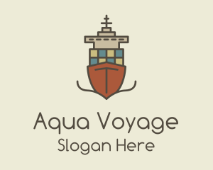 Ferry - Cargo Ship Sailing logo design