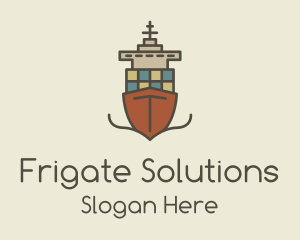 Frigate - Cargo Ship Sailing logo design