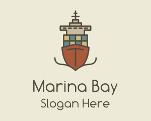 Seaport - Cargo Ship Sailing logo design