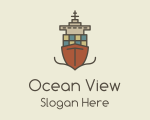 Pier - Cargo Ship Sailing logo design