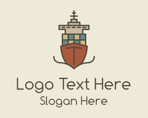 Pier - Cargo Ship Sailing logo design