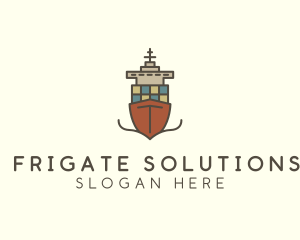 Cargo Import Ship Sailing logo design