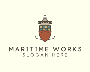 Cargo Import Ship Sailing logo design