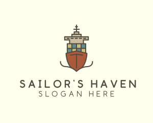 Cargo Import Ship Sailing logo design