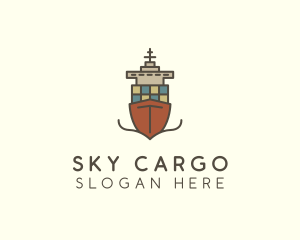 Cargo Import Ship Sailing logo design