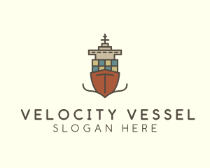 Cargo Import Ship Sailing logo design