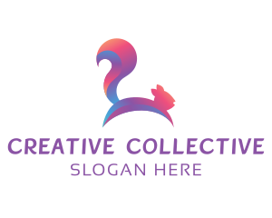 Abstract Gradient Squirrel logo design