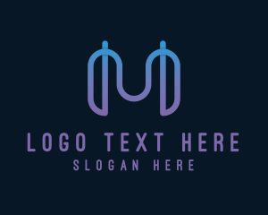 Cyberspace - Gradient Digital Letter M logo design