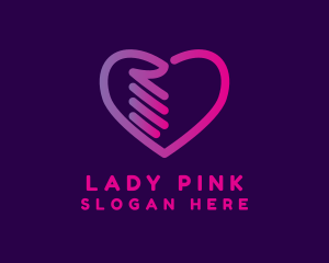 Pink Heart Hand logo design