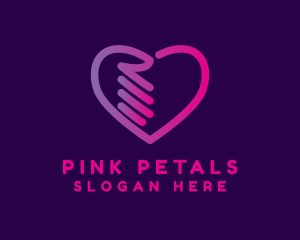 Pink Heart Hand logo design