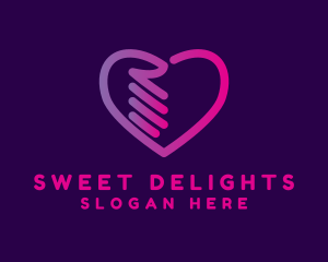 Pink Heart Hand logo design