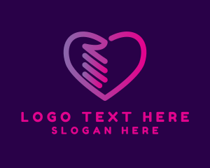 Valentine - Pink Heart Hand logo design