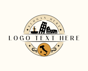 Colosseum - Italy Map Landmark logo design