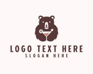 Cocktail - Bear Cocktail Drink logo design