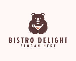 Bear Cocktail Drink logo design