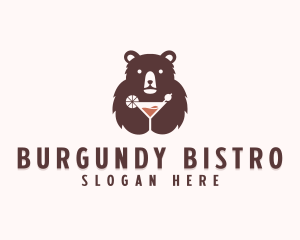 Bear Cocktail Drink logo design