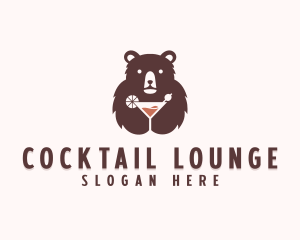 Bear Cocktail Drink logo design