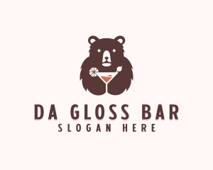 Bear Cocktail Drink logo design