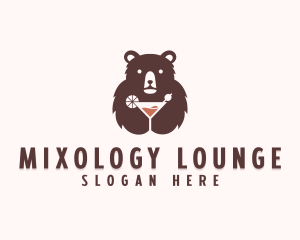 Cocktail - Bear Cocktail Drink logo design