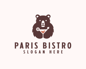 Bear Cocktail Drink logo design