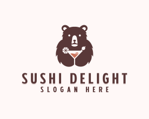 Bear Cocktail Drink logo design