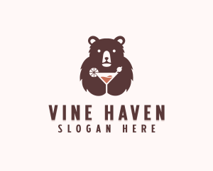 Bear Cocktail Drink logo design