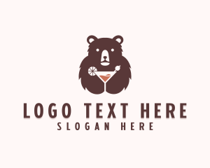 Grizzly - Bear Cocktail Drink logo design