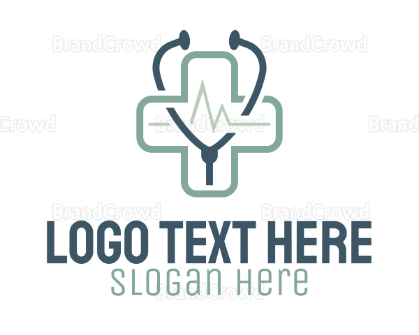 Blue Medical Cross Stethoscope Logo