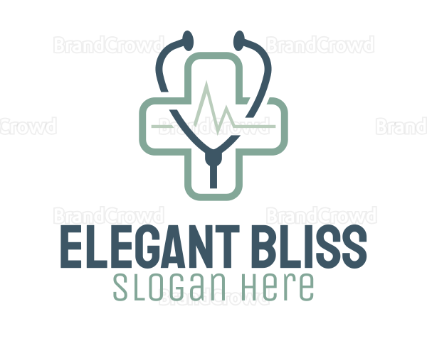 Blue Medical Cross Stethoscope Logo