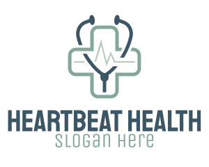 Cardiology - Blue Medical Cross Stethoscope logo design