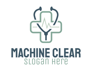 Telemedicine - Blue Medical Cross Stethoscope logo design